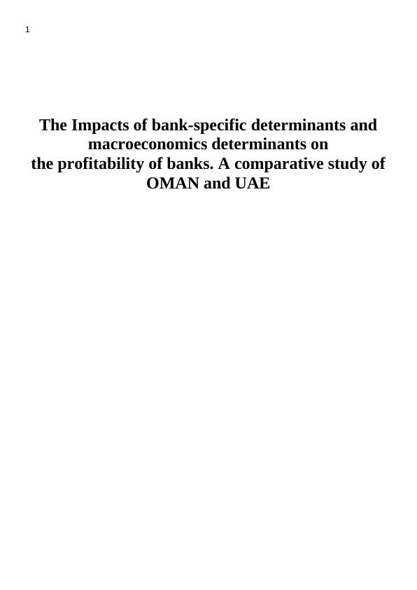 The Impacts of Bank-Specific Determinants and Macroeconomics Determinants on the Profitability of Banks_1