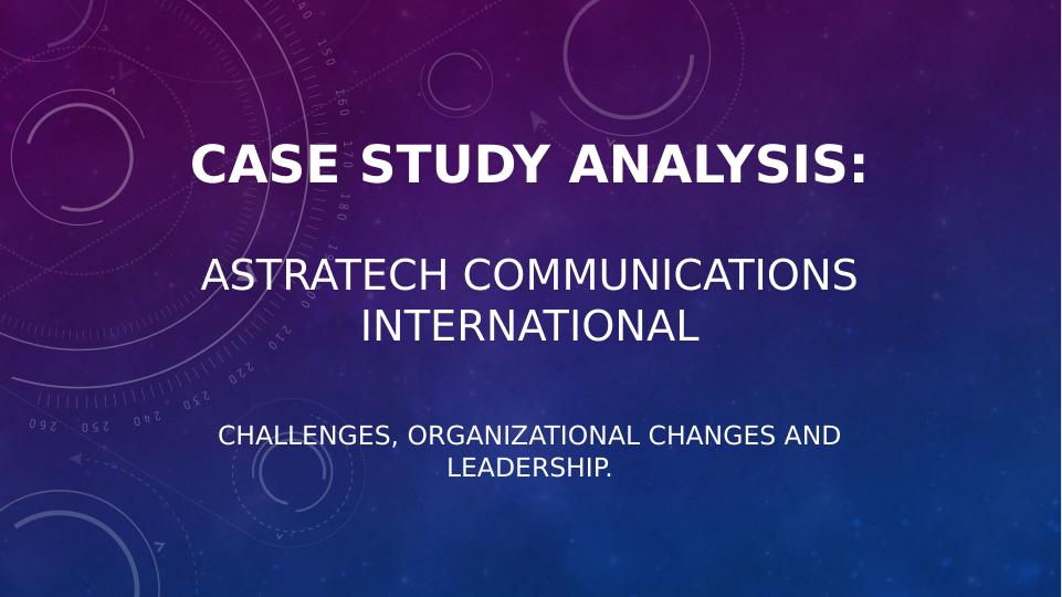 Case Study Analysis: Astratech Communications International Challenges, Organizational Changes and Leadership_1
