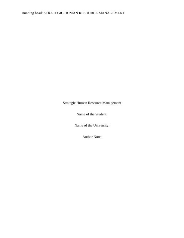 Report on Strategic Human Resource Management_1