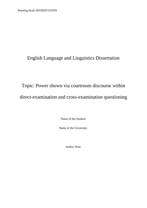 good linguistics dissertation ideas