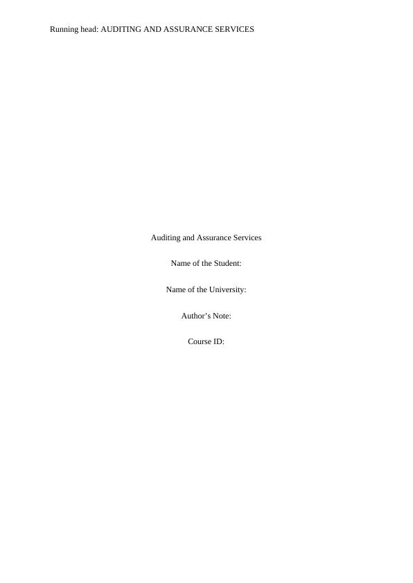 Auditing and Assurance Services: Case Studies_1