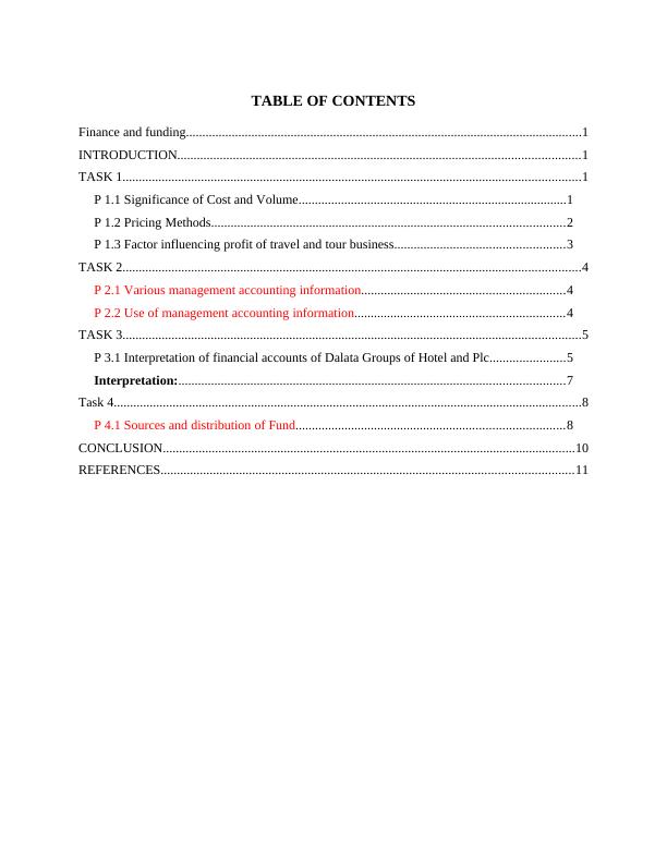 Finance and Funding Table of Contents_2