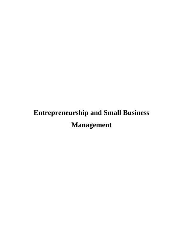 Entrepreneurship and Business Management- Report_1