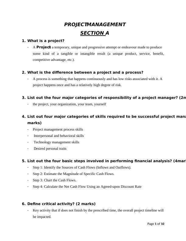 Project Management Section A 1 Assignment_1