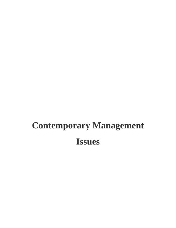 Contemporary Management Issues Assignment - ZARA_1