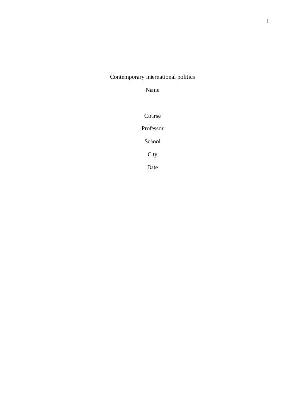 Contemporary international politics Assignment PDF_1