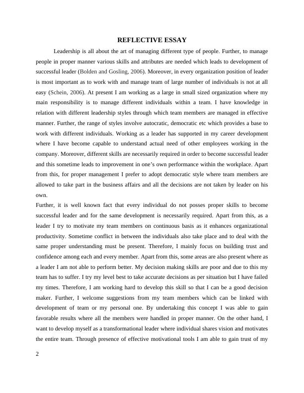 500 word essay about leadership