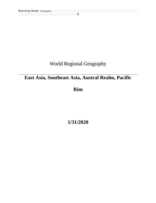 World Regional Geography Assignment | Answers_1