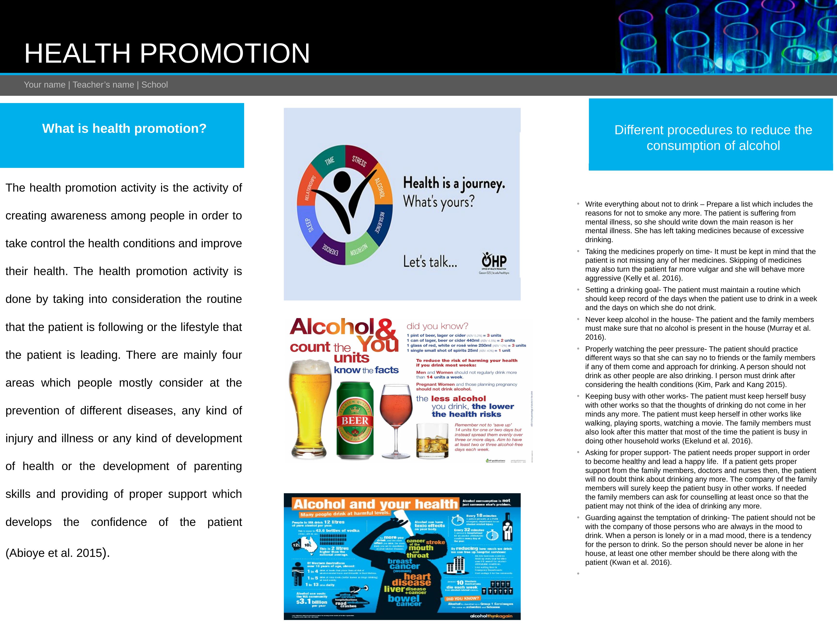Health Promotion: Procedures to Reduce Alcohol Consumption_1