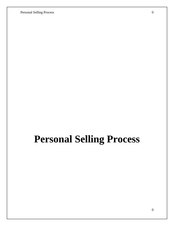 Personal Selling Process for Pak ‘N Save_1