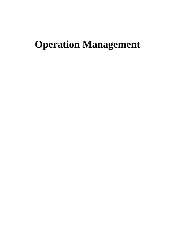 Operation Management Assignment - Asda_1