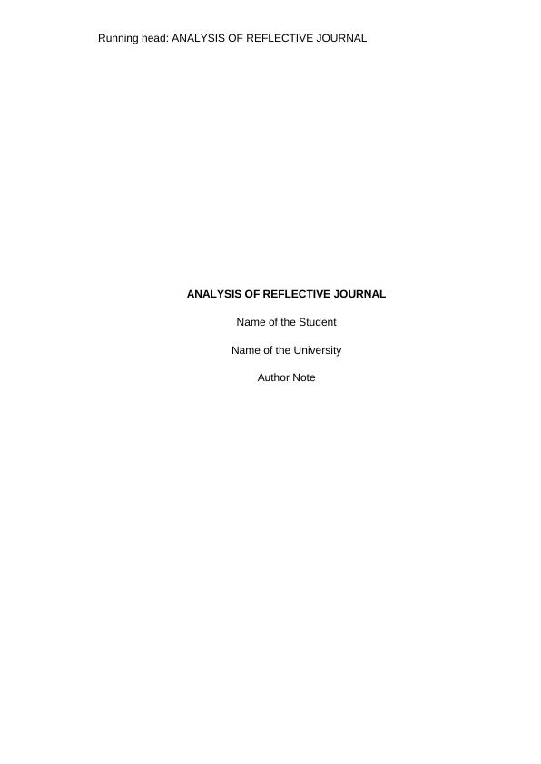 Analysis of Reflective Journal_1