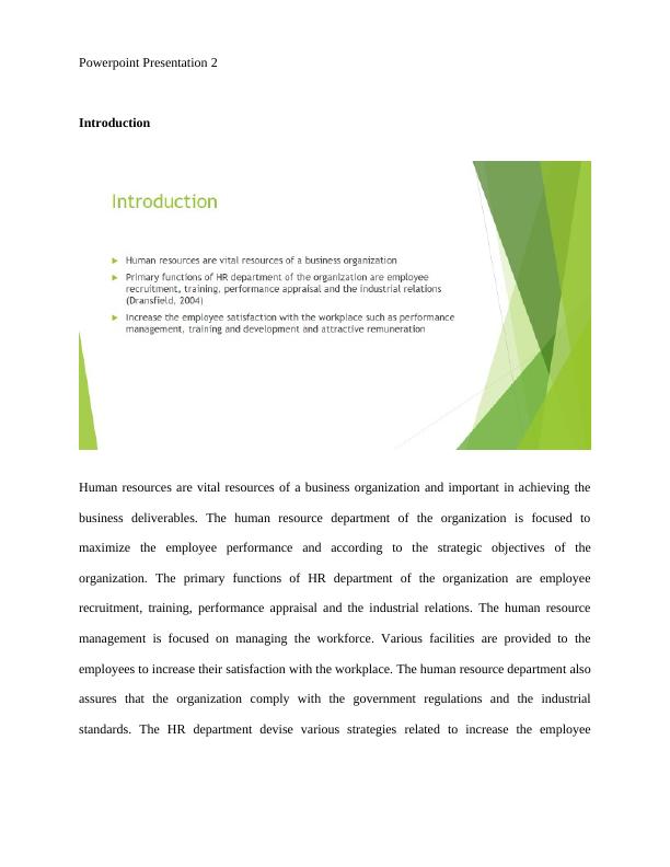 Human Resources In Business Organization Assignment