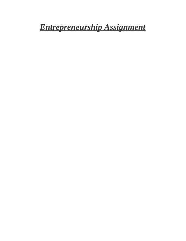 (Solution) Entrepreneurship Assignment PDF_1