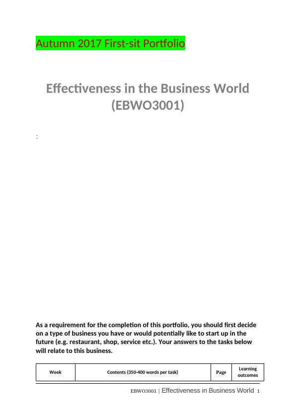 EBWO3001 Effectiveness in the Business World - Doc_1