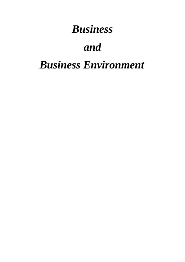 Business and Business Environment of Tesco : Report_1