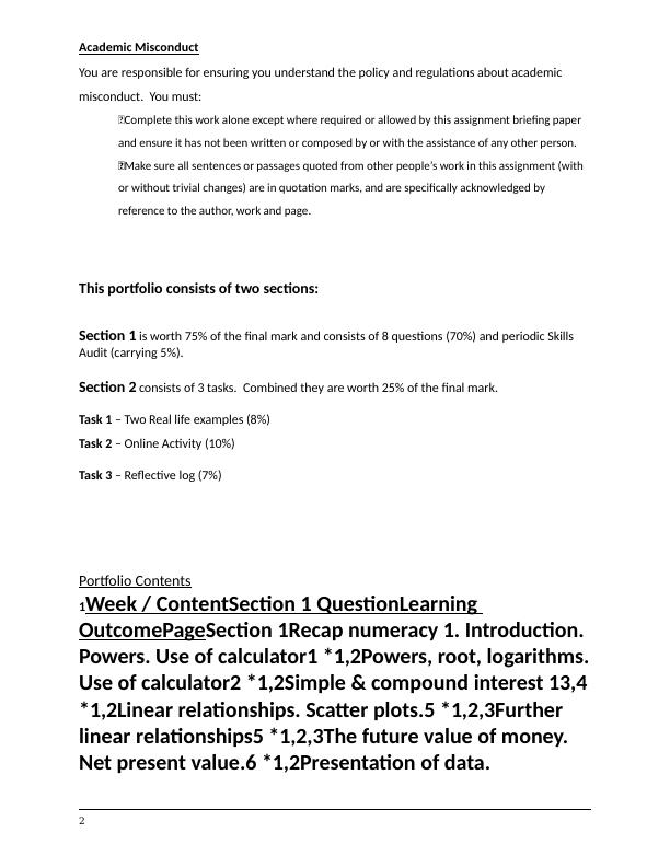 Mathematics Assignment: Numeracy Assignment_2