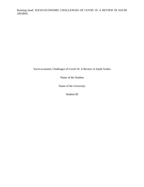 Socio-economic Challenges of Covid 19: A Review in Saudi Arabia Analysis 2022_1