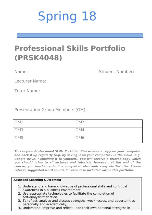 PRSK4048 Professional Skills Portfolio Assignment_1