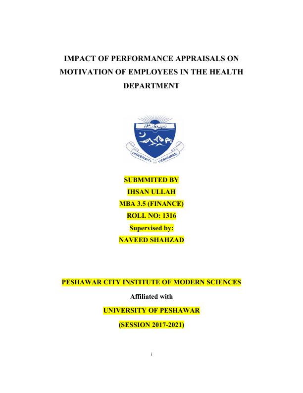 ASSIGNMENT ON PERFORMANCE APPRAISALS IN THE HEALTH DEPARTMENT_1