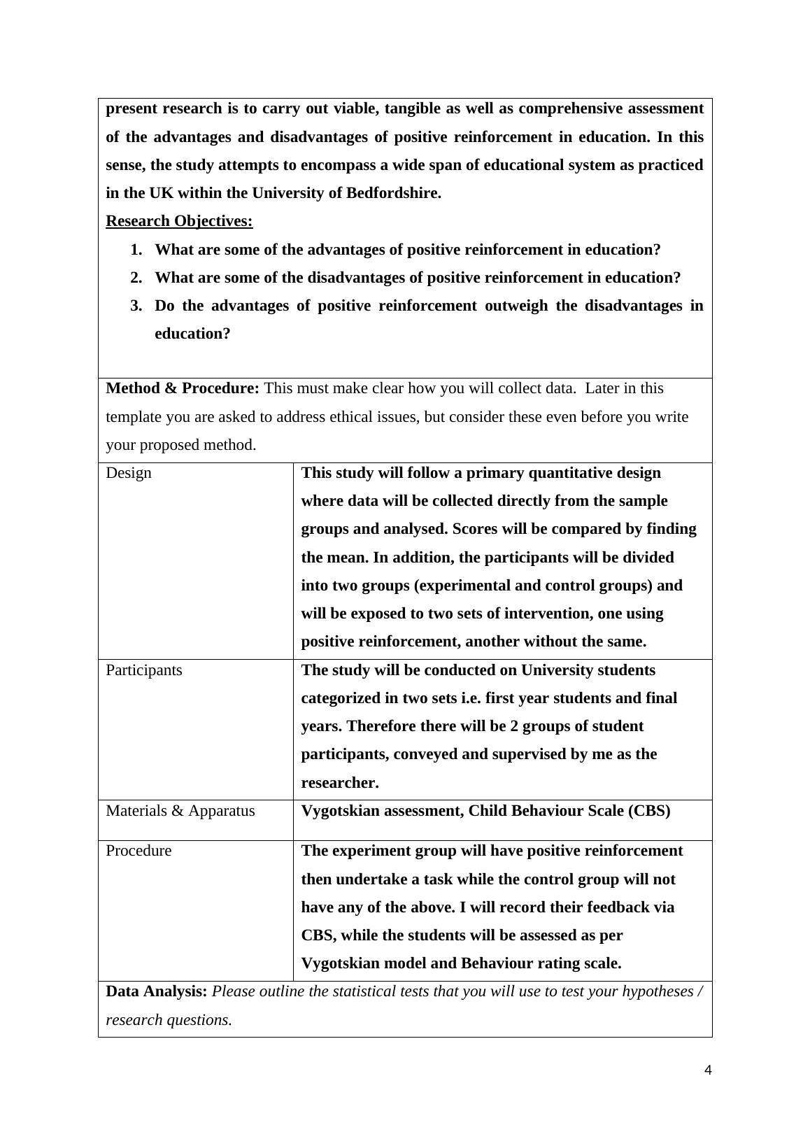 Honours Project Ethics Proposal Quantitative Project