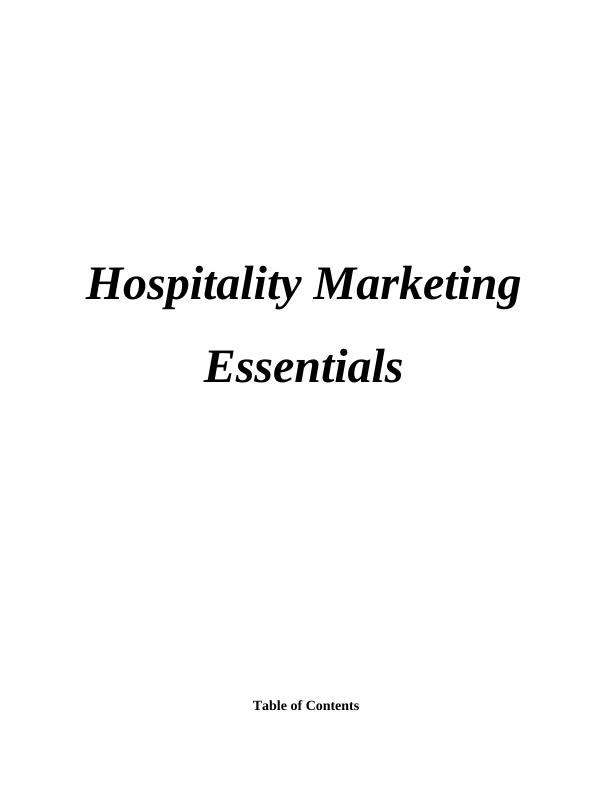 hospitality marketing assignment