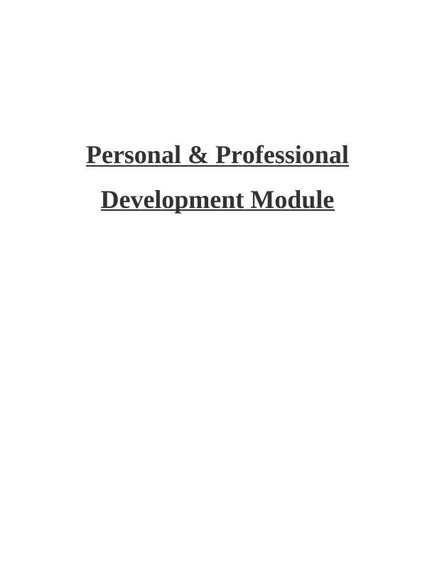 personal professional development assignment