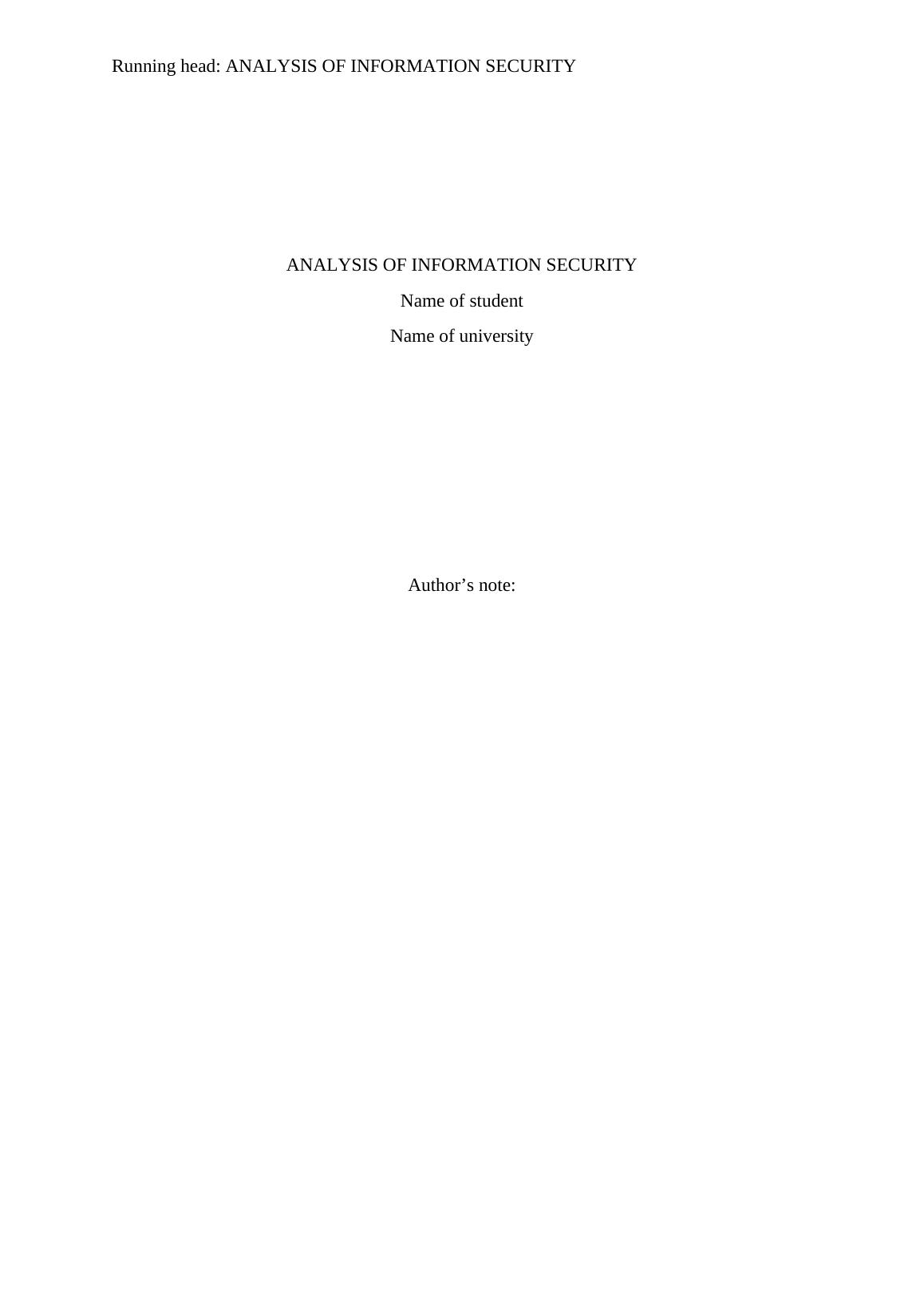 Analysis of Information Security Report_1