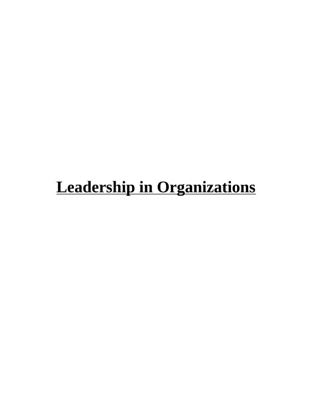 assignment on leadership in organization