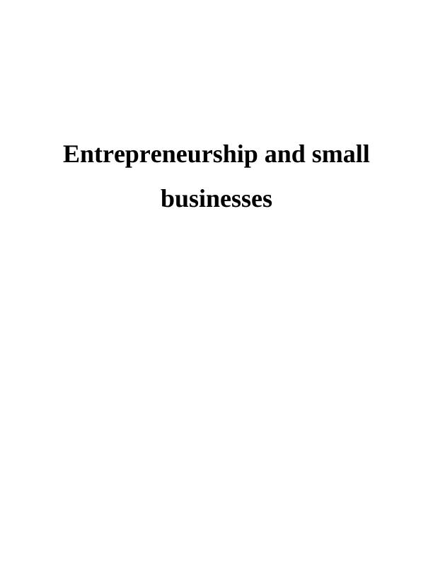 Entrepreneurship and Small Businesses: Doc_1