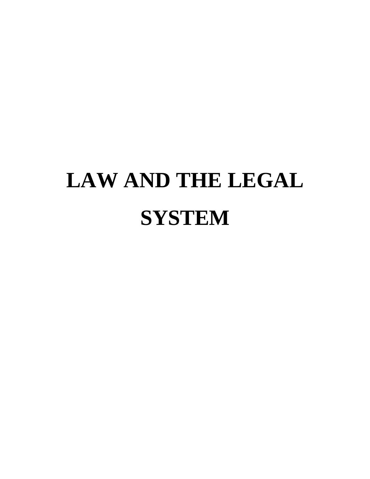 Law and the Legal System: Assignment_1
