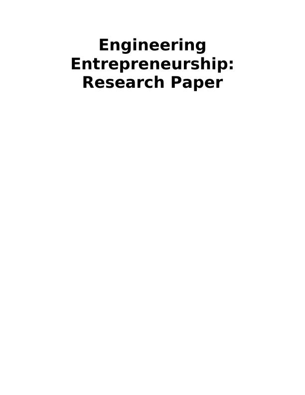 Engineering Entrepreneurship: Research Paper_1