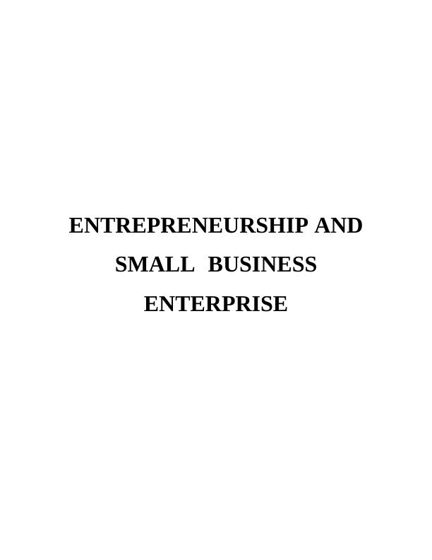 Assignment on Entrepreneurial Ventures and Small Business Management_1