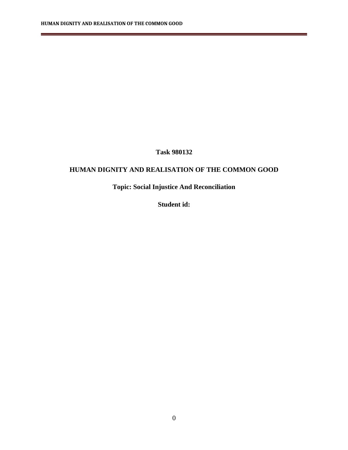 Human Dignity and Realisation of the Common Good_1