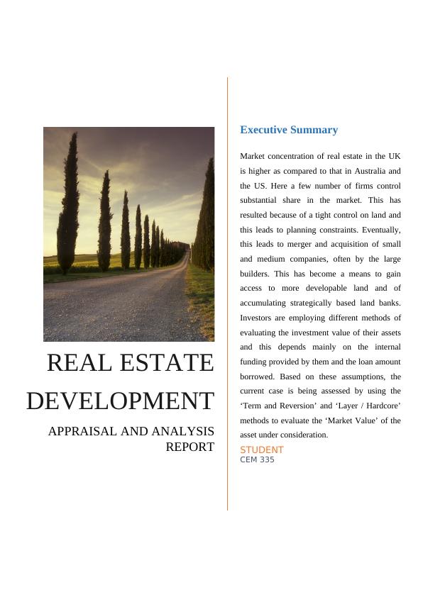 Real Estate Development Appraisal and Analysis Report_1