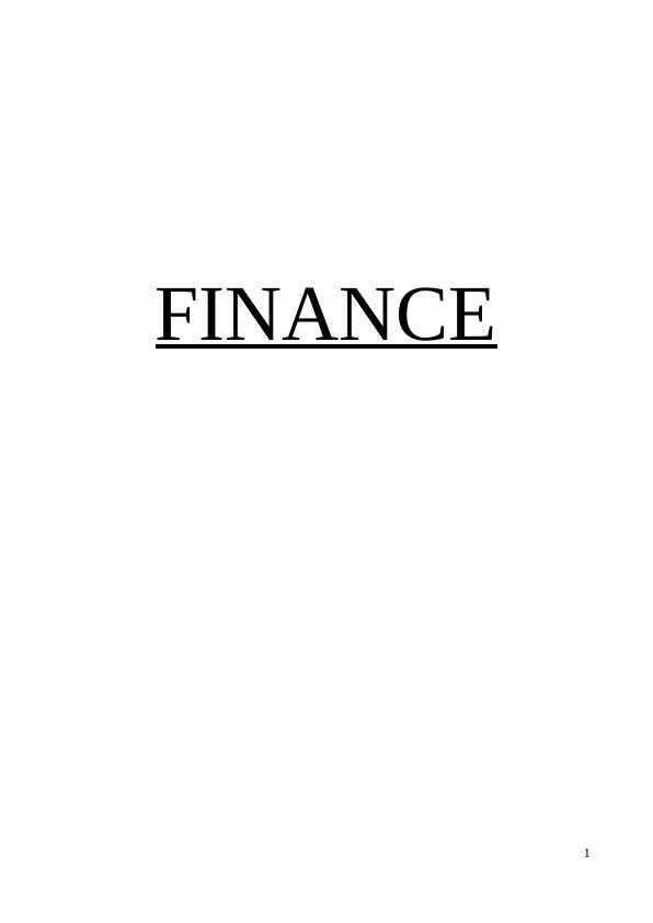 Introduction to Financial Analysis: Assignment_1