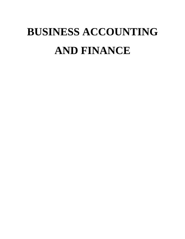 Business Accounting Assignment: Finance Assignment_1
