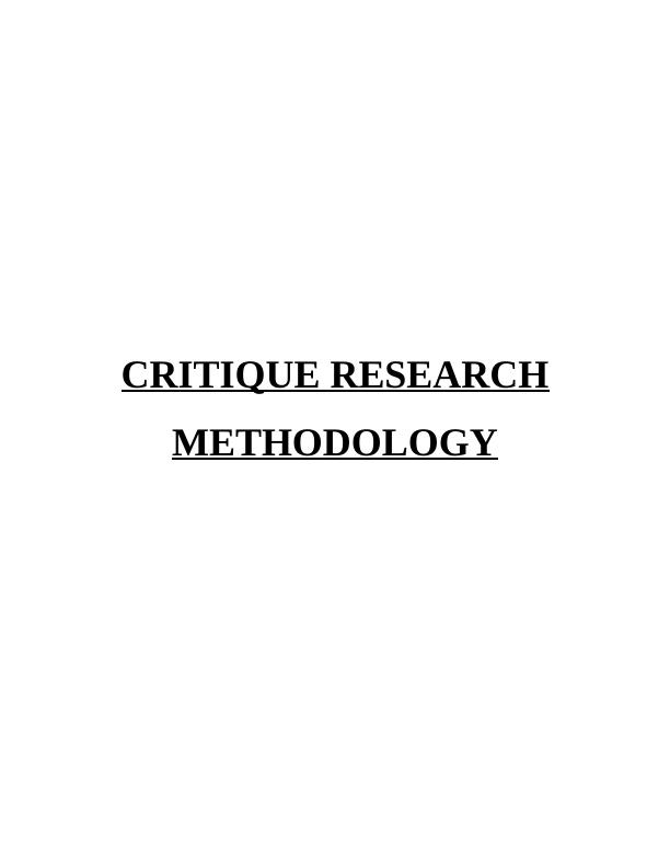 methodology for critical analysis