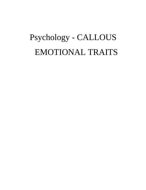 Psychology - Callous Emotional Traits_1