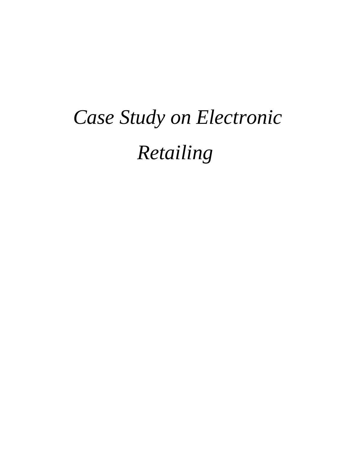 case study on retailing