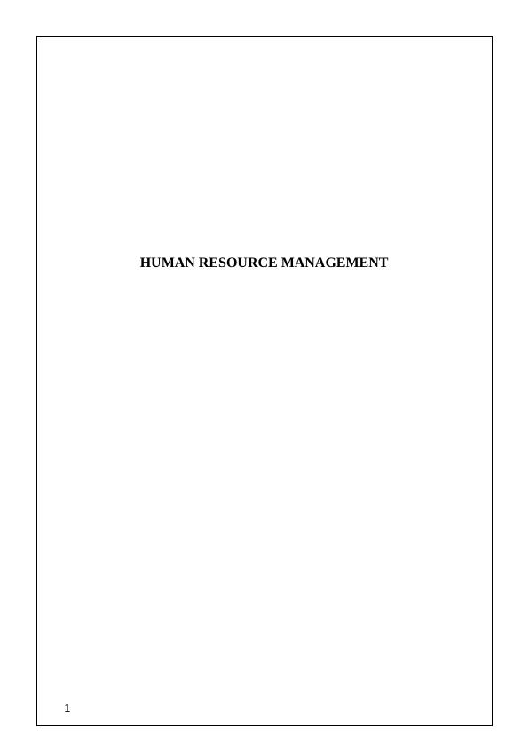 human resource management assignment 1