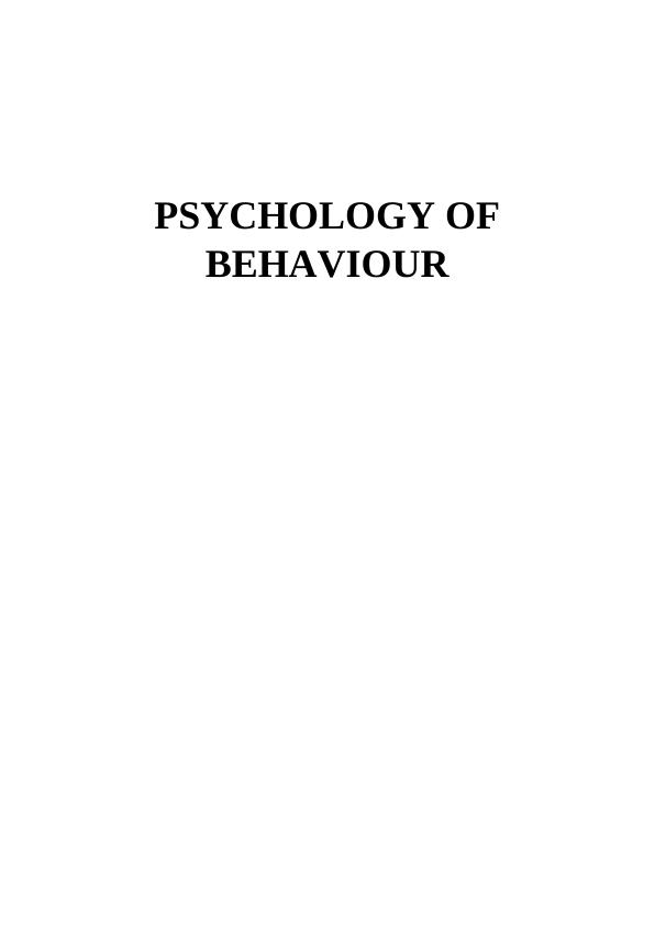 PSYCHOLOGY OF BEHAVIOUR TABLE OF CONTENTS_1