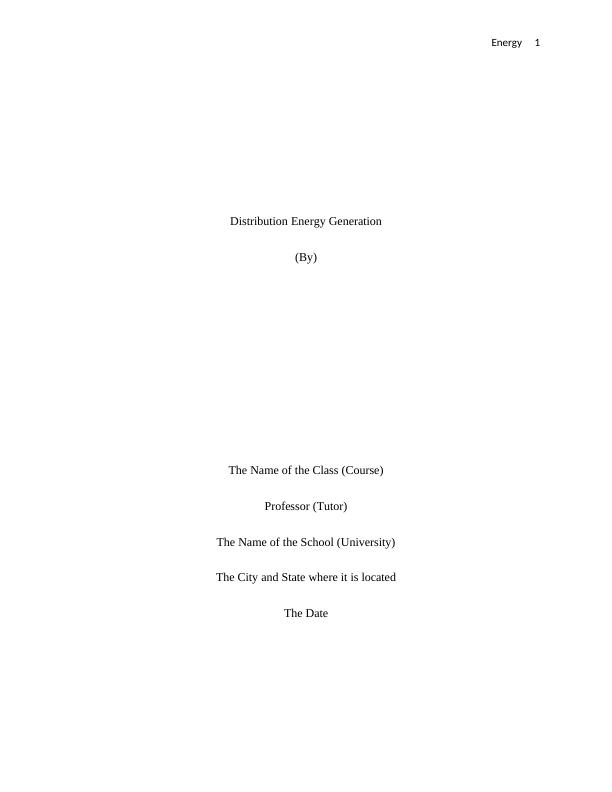 Energy Distribution and Generation_1