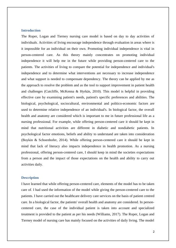 Transition into Nursing Exploring the Roper, Logan, and Tierney