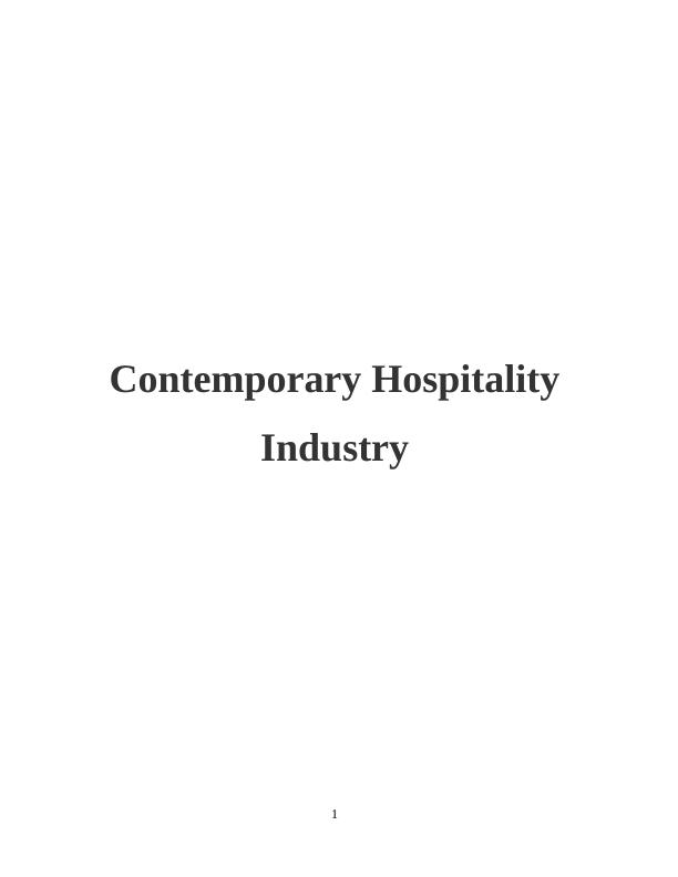 Contemporary Hospitality Industry Assignment Solved_1