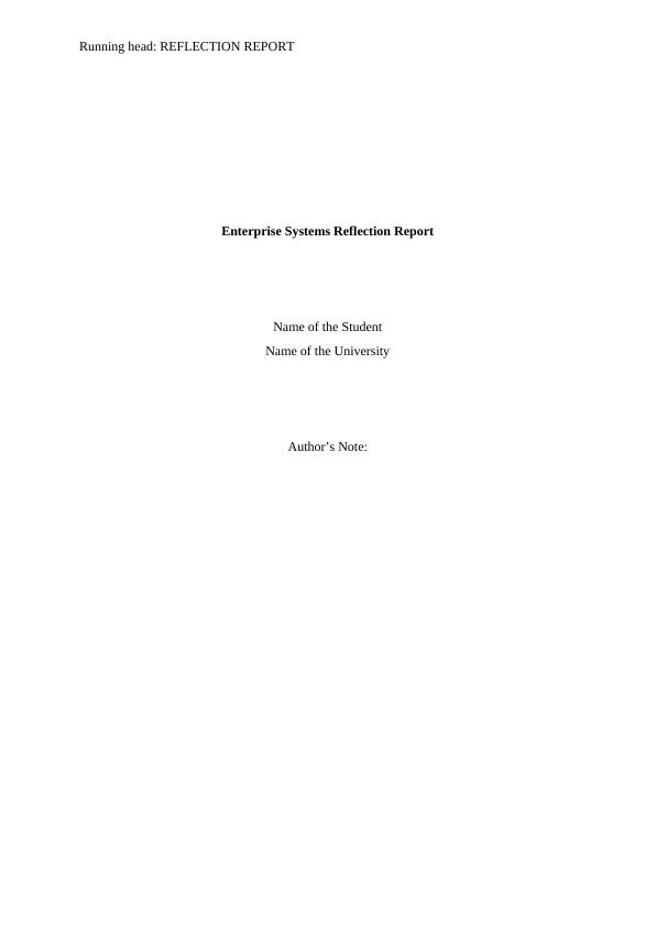 Enterprise Systems Reflective Essay | 200909_1
