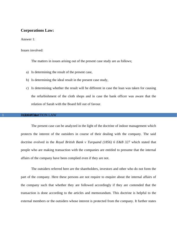 Corporation Law: Analysis of Case Scenarios_2
