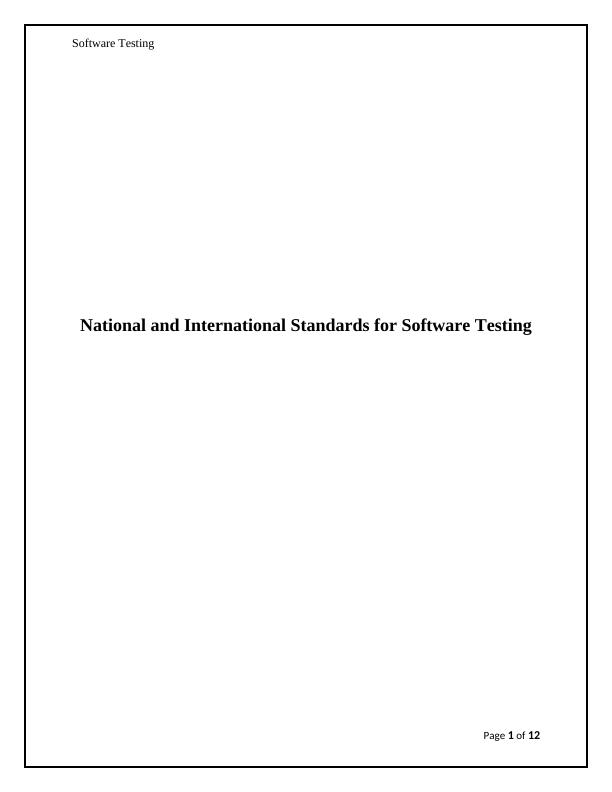 National and International Standards for Software Testing ITECH7409_1