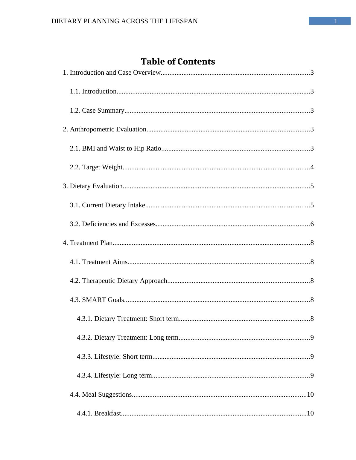 Dietary Planning Across the Lifespan Research Paper 2022