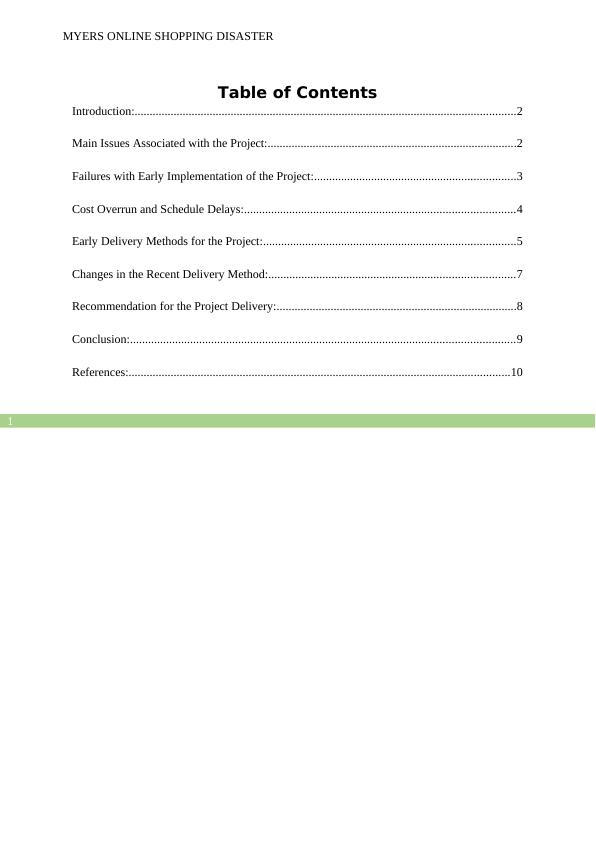 Assignment on Myers Online Shopping Disaster